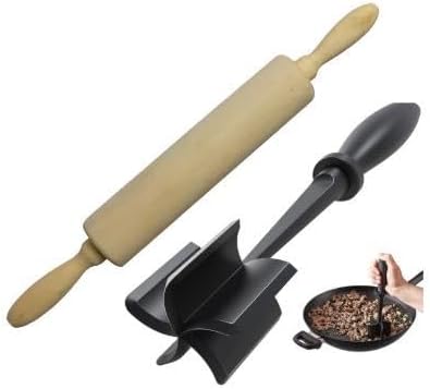 Classic Wooden Rolling Pin for Baking - 17-Inch Natural Beechwood Dough Roller with Easy-Grip Handles - Perfect for Bread, Pizza, Pastries, Cookies - Durable and Lightweight Kitchen Tool