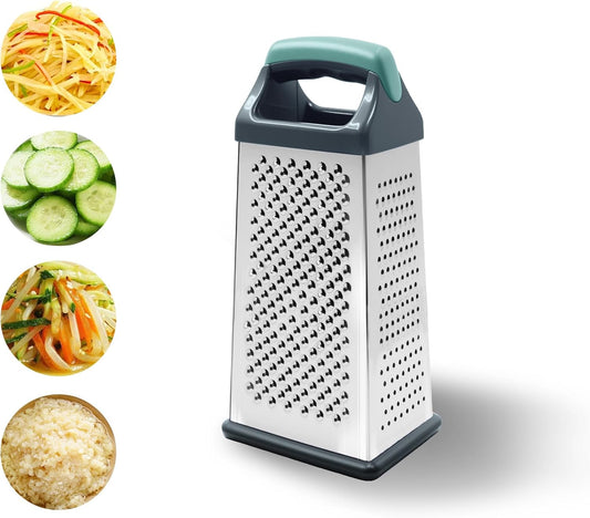 Box Grater for Kitchen 4 Sided | Cheese Graters Handheld, Stainless Steel Shredder for Food, Vegetable, Carrot, Potato, Tomato