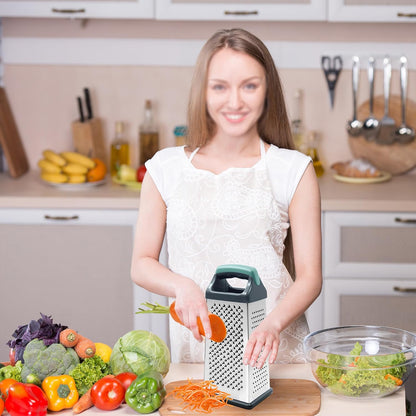 Box Grater for Kitchen 4 Sided | Cheese Graters Handheld, Stainless Steel Shredder for Food, Vegetable, Carrot, Potato, Tomato