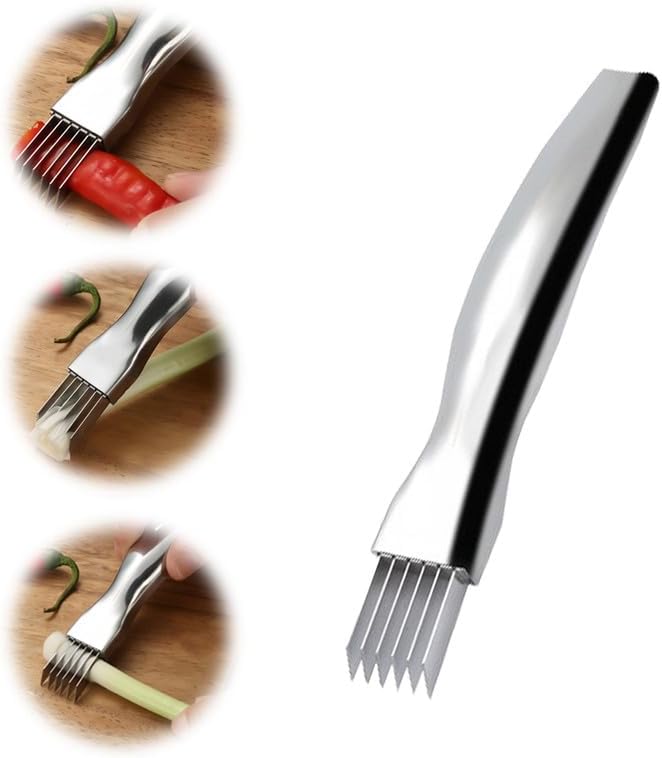 Shred Silk The Knife, 2024 New Stainless Steel Chopped Green Onion Knife, Food Speedy Chopper, Sharp Scallion Shredding Cutter, Kitchen Vegetable Cutter Household Multifunctional Food Slicer
