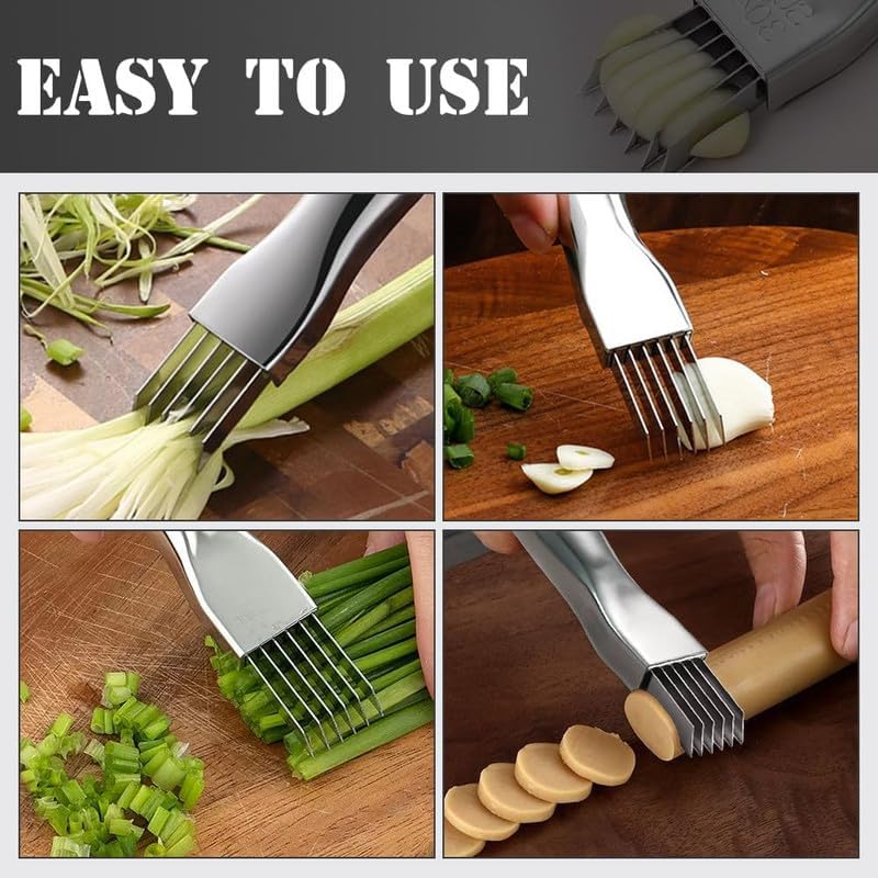 Shred Silk The Knife, 2024 New Stainless Steel Chopped Green Onion Knife, Food Speedy Chopper, Sharp Scallion Shredding Cutter, Kitchen Vegetable Cutter Household Multifunctional Food Slicer
