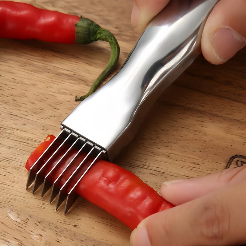 Shred Silk The Knife, 2024 New Stainless Steel Chopped Green Onion Knife, Food Speedy Chopper, Sharp Scallion Shredding Cutter, Kitchen Vegetable Cutter Household Multifunctional Food Slicer