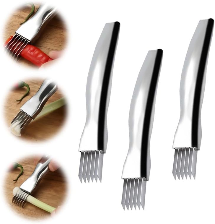 Shred Silk The Knife, 2024 New Stainless Steel Chopped Green Onion Knife, Food Speedy Chopper, Sharp Scallion Shredding Cutter, Kitchen Vegetable Cutter Household Multifunctional Food Slicer