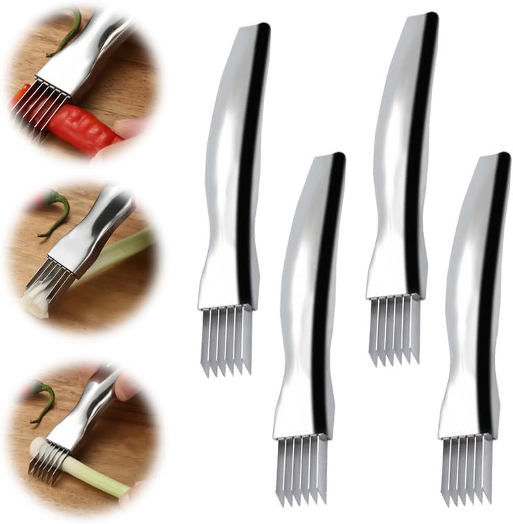 Shred Silk The Knife, 2024 New Stainless Steel Chopped Green Onion Knife, Food Speedy Chopper, Sharp Scallion Shredding Cutter, Kitchen Vegetable Cutter Household Multifunctional Food Slicer