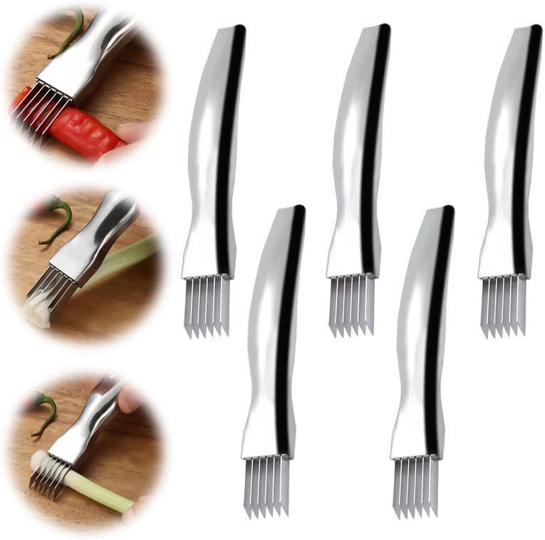 Shred Silk The Knife, 2024 New Stainless Steel Chopped Green Onion Knife, Food Speedy Chopper, Sharp Scallion Shredding Cutter, Kitchen Vegetable Cutter Household Multifunctional Food Slicer