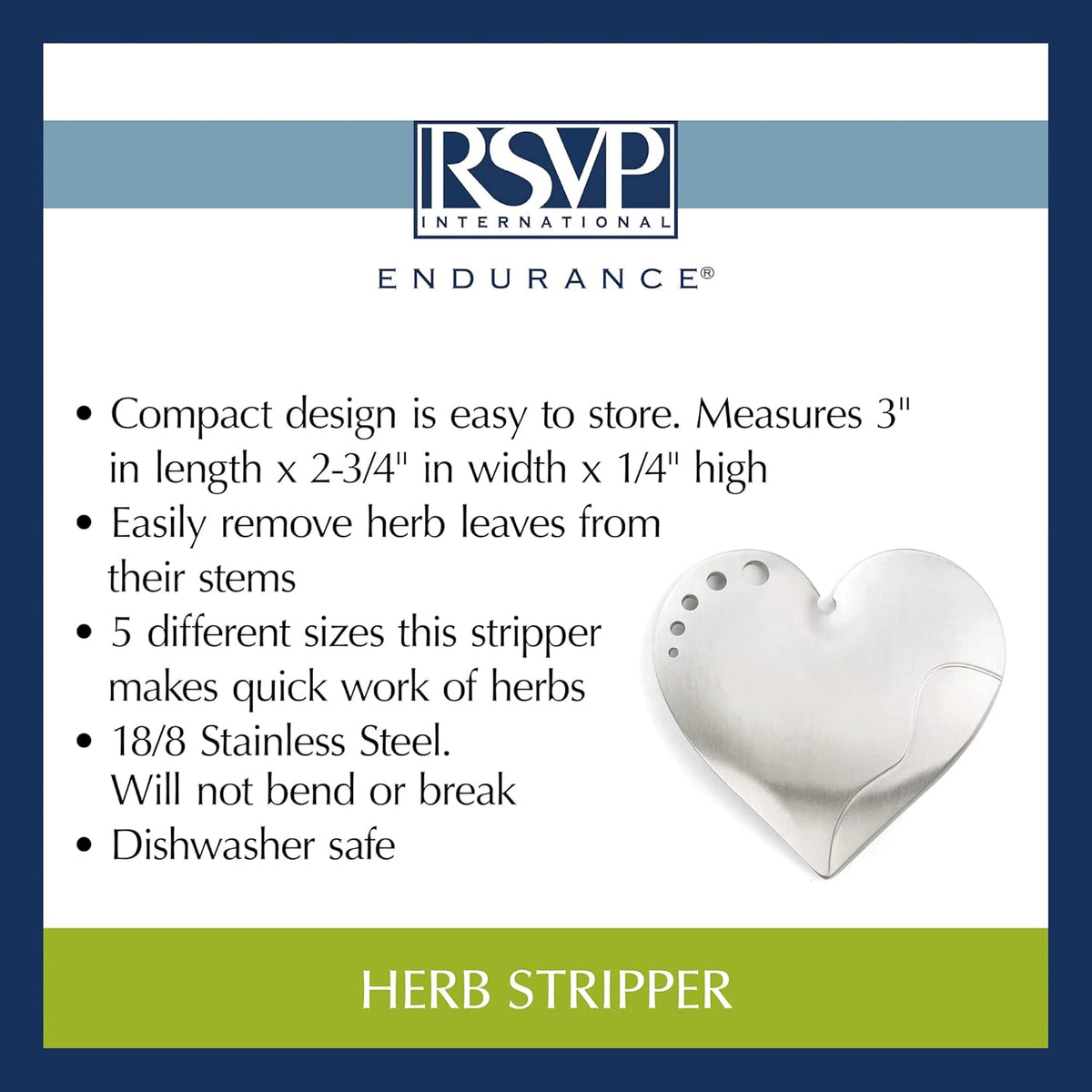 Endurance Kitchen Collection Herb Stripper, Heart Shape, Stainless Steel