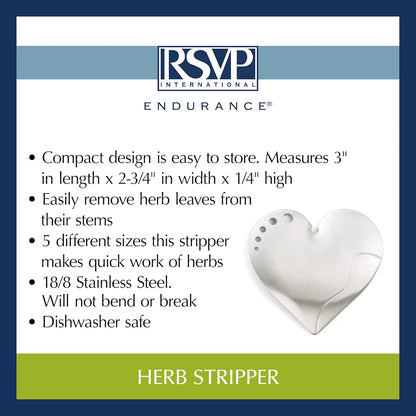 Endurance Kitchen Collection Herb Stripper, Heart Shape, Stainless Steel