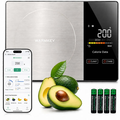 Smart Nutrition Food Scale with App - 1g Precision Digital Kitchen Scale, Tracks Calories & 24 Nutrients, Macros, Fat & Protein for Keto, Fitness & Meal Prep, 11lb/5kg with Tare Function
