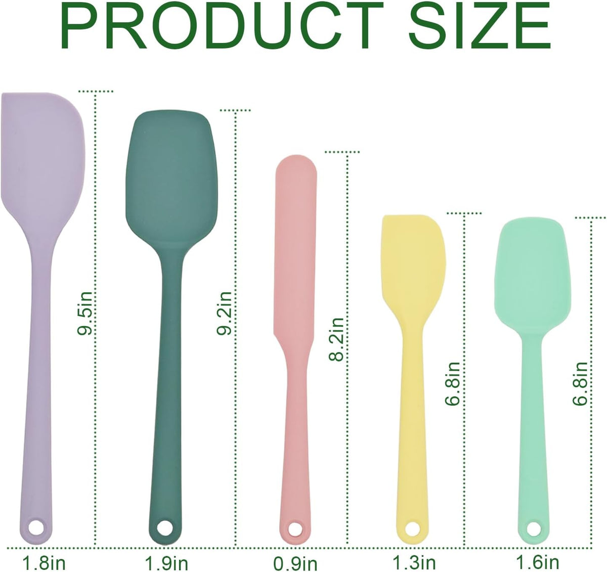 Silicone Spatula Set of 5, Food Grade Rubber Spatulas for Baking, Scraping, High Temperature Resistant, Safe BPA-Free, Nonstick Kitchen Tools for Cooking and Mixing