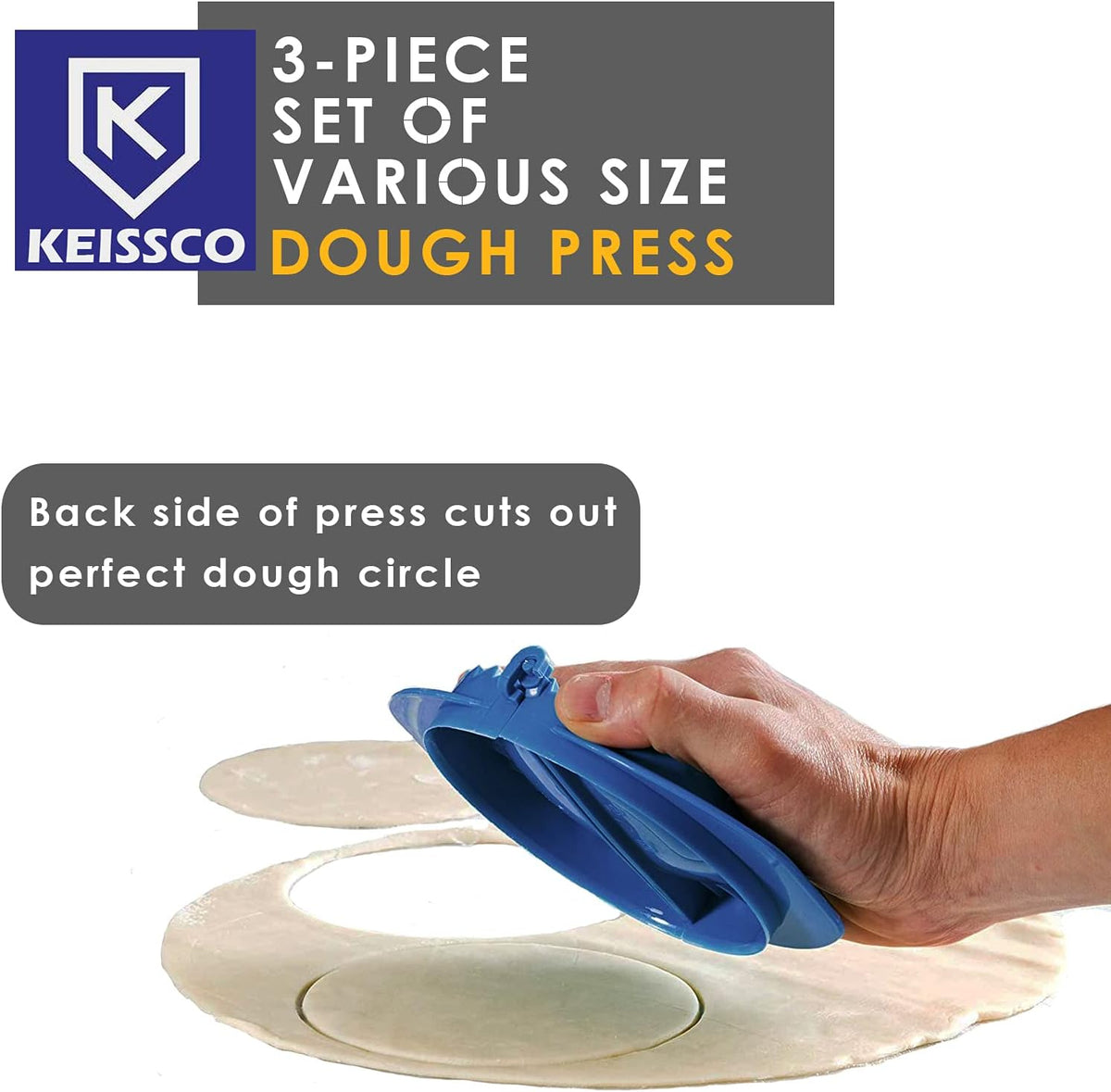 Dough Press, Set of 3 Empanada Press Dumpling Maker Dough Cutter Dumpling Mold for Dumpling, Calzone, Ravioli, Empanada, Pierogi, Turnover & Meat Pie