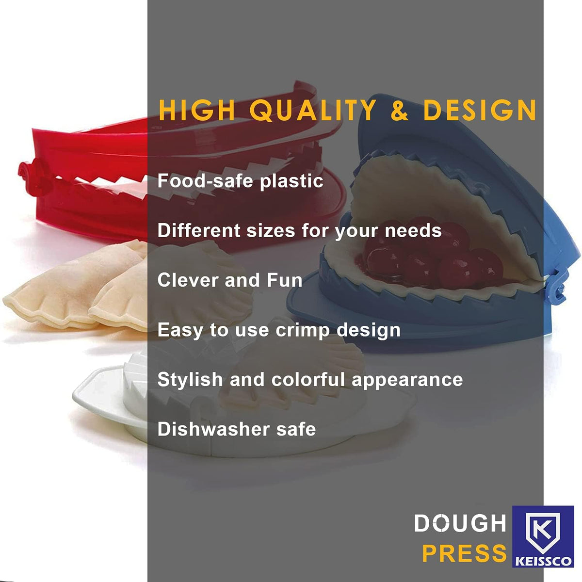 Dough Press, Set of 3 Empanada Press Dumpling Maker Dough Cutter Dumpling Mold for Dumpling, Calzone, Ravioli, Empanada, Pierogi, Turnover & Meat Pie