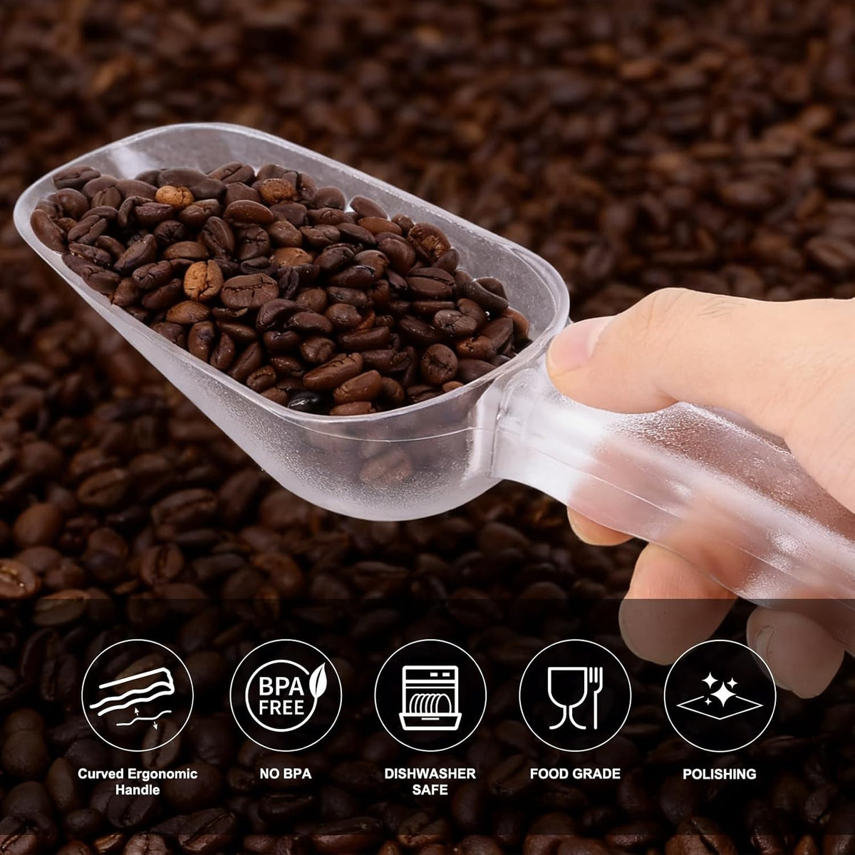 Plastic ice scoop for freezer - 12oz ice scoop BPA-FREE polycarbonate scoop with ergonomic handle, ideal for ice maker,ice cube, ice bucket, coffee beans, popcorn,ice cream, dishwasher safe (1 Pack)M
