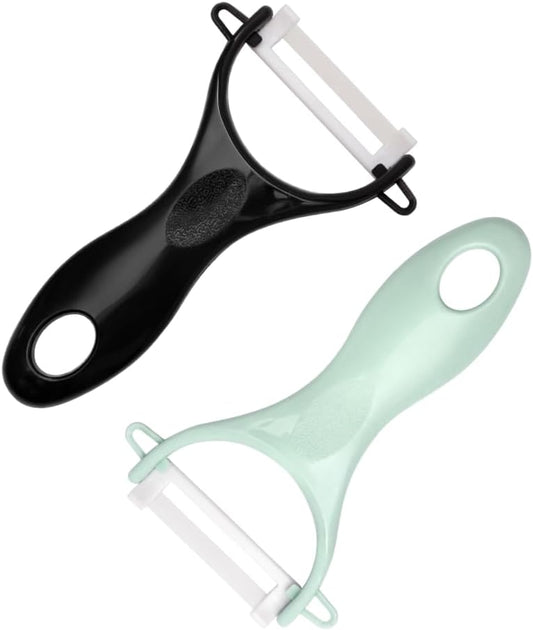 Vegetable Peelers for Kitchen - Ceramic Y Peeler - Potato/Carrot Peeler with Ergonomic Handle & Sharp Blade - Slicer for Veggies, Fruits, 2 Pcs