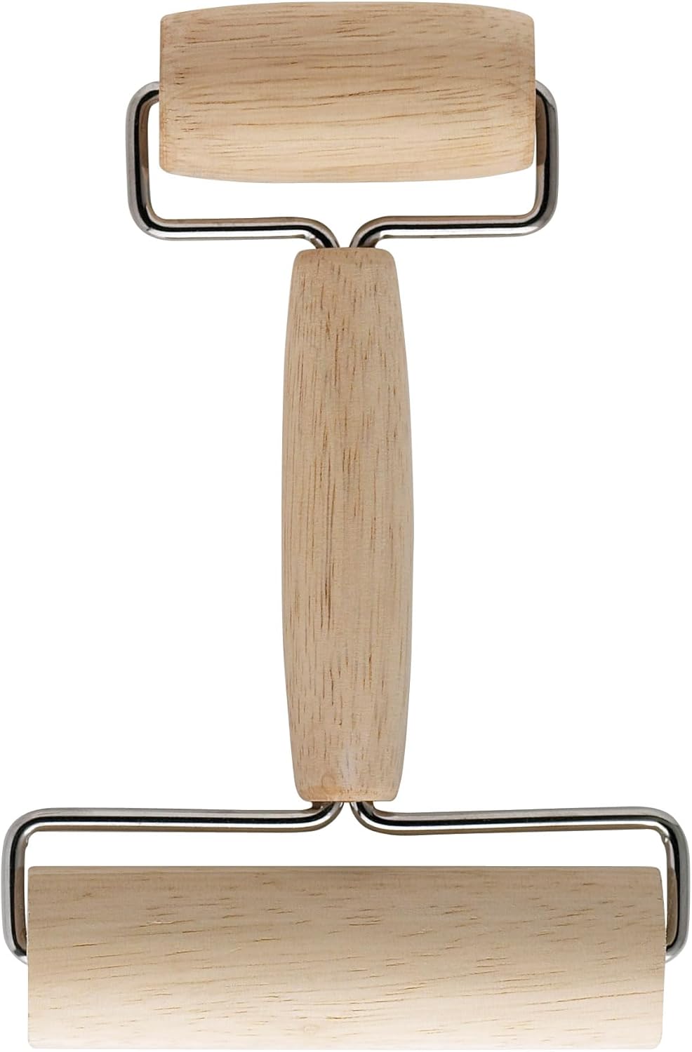 Double Dough Roller, Wood With Iron, 4.125-Inch And 2.375-Inch, Smooth Even Rolling For Dough And Pastry