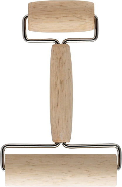 Double Dough Roller, Wood With Iron, 4.125-Inch And 2.375-Inch, Smooth Even Rolling For Dough And Pastry