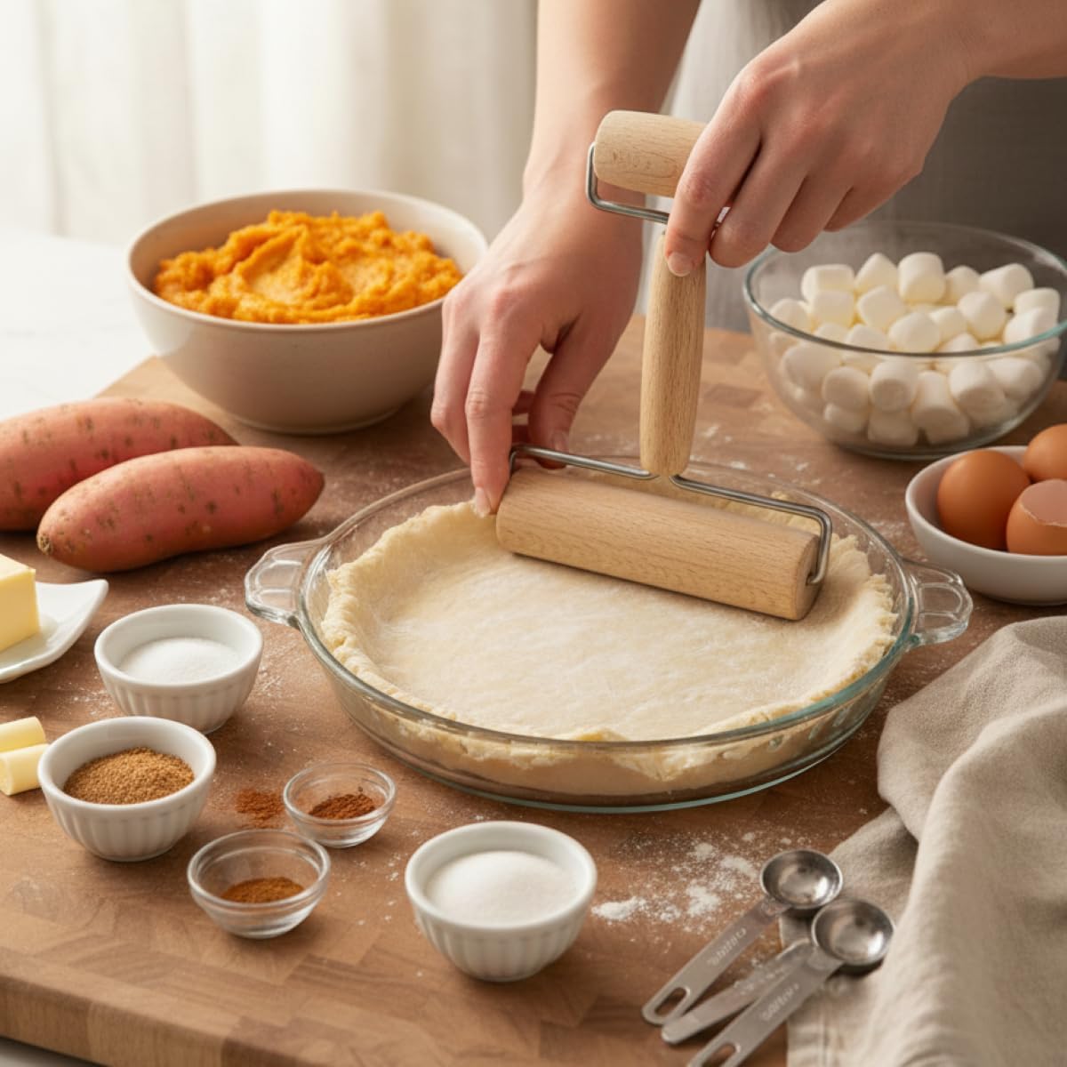 Double Dough Roller, Wood With Iron, 4.125-Inch And 2.375-Inch, Smooth Even Rolling For Dough And Pastry