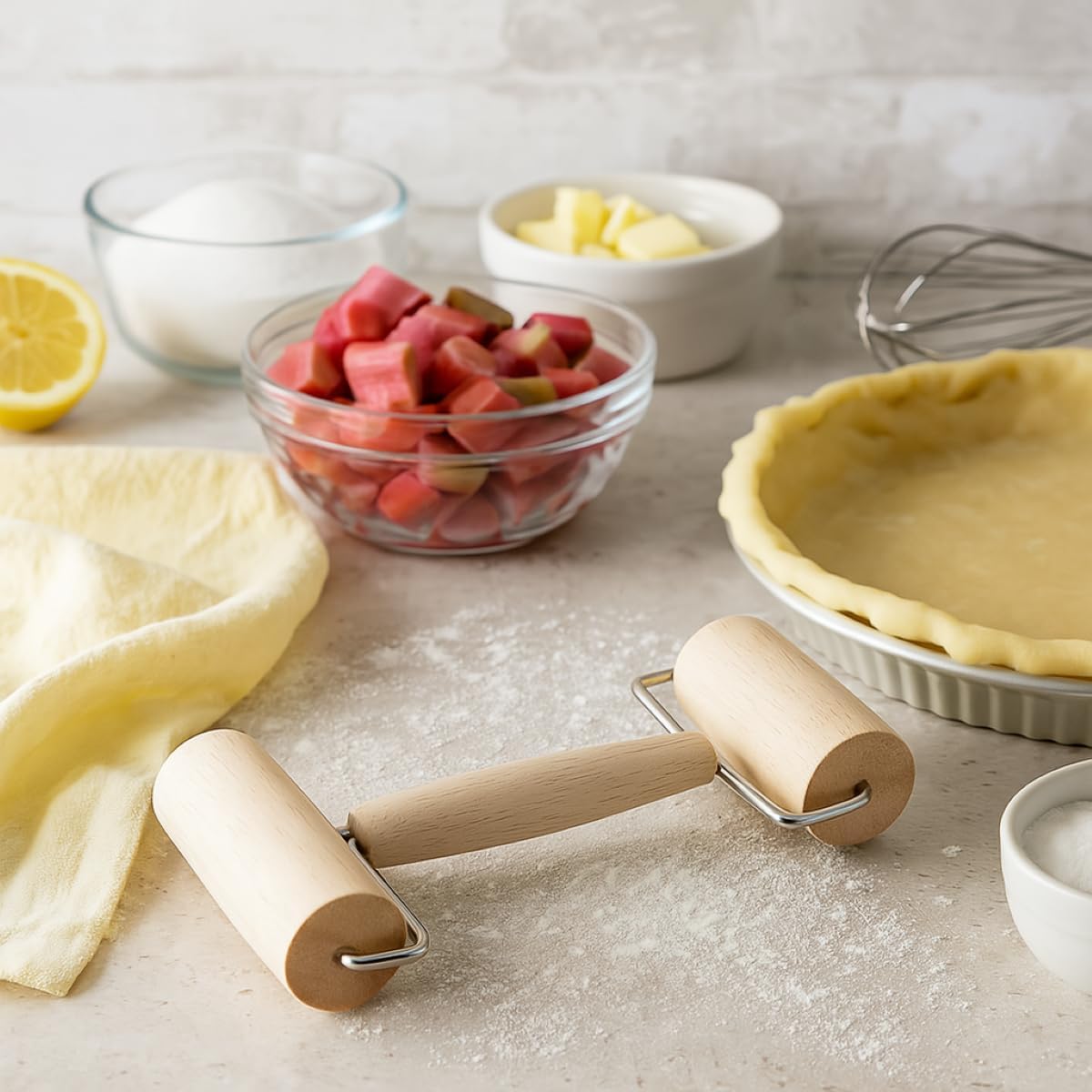 Double Dough Roller, Wood With Iron, 4.125-Inch And 2.375-Inch, Smooth Even Rolling For Dough And Pastry
