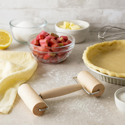 Double Dough Roller, Wood With Iron, 4.125-Inch And 2.375-Inch, Smooth Even Rolling For Dough And Pastry