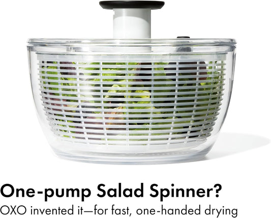 Good Grips Salad Spinner | Lettuce Spinner | Fruit Washer | Fruit Washing Bowl with Strainer | Vegetable Cleaner | Salad Cleaner | Lettuce Washer | 6.22 Quart Capacity