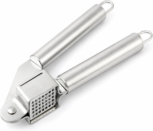 Garlic Press Stainless Steel Heavy Duty | Ergonomic Easy-Press Garlic Mincer for Arthritis & Weak Hands | Easy to Clean, Dishwasher Safe Manual Garlic Crusher for Home Kitchen