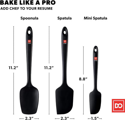 Silicone Spatula Set - 600F Heat Resistant, 3-Pc Black