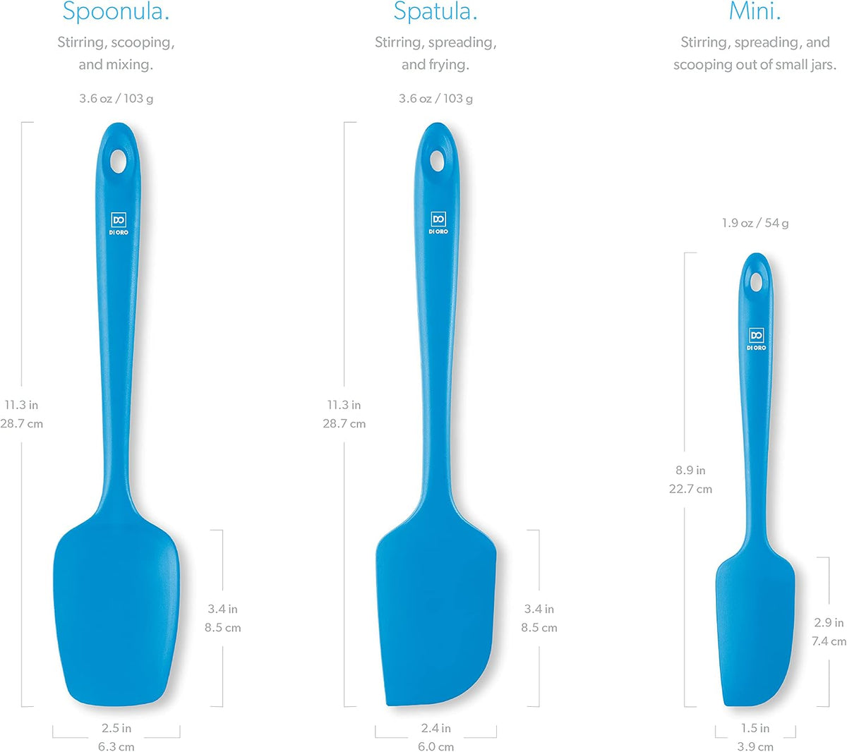Silicone Spatula Set - 600F Heat Resistant, 3-Pc Black