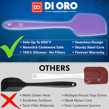 Silicone Spatula Set - 600F Heat Resistant, 3-Pc Black