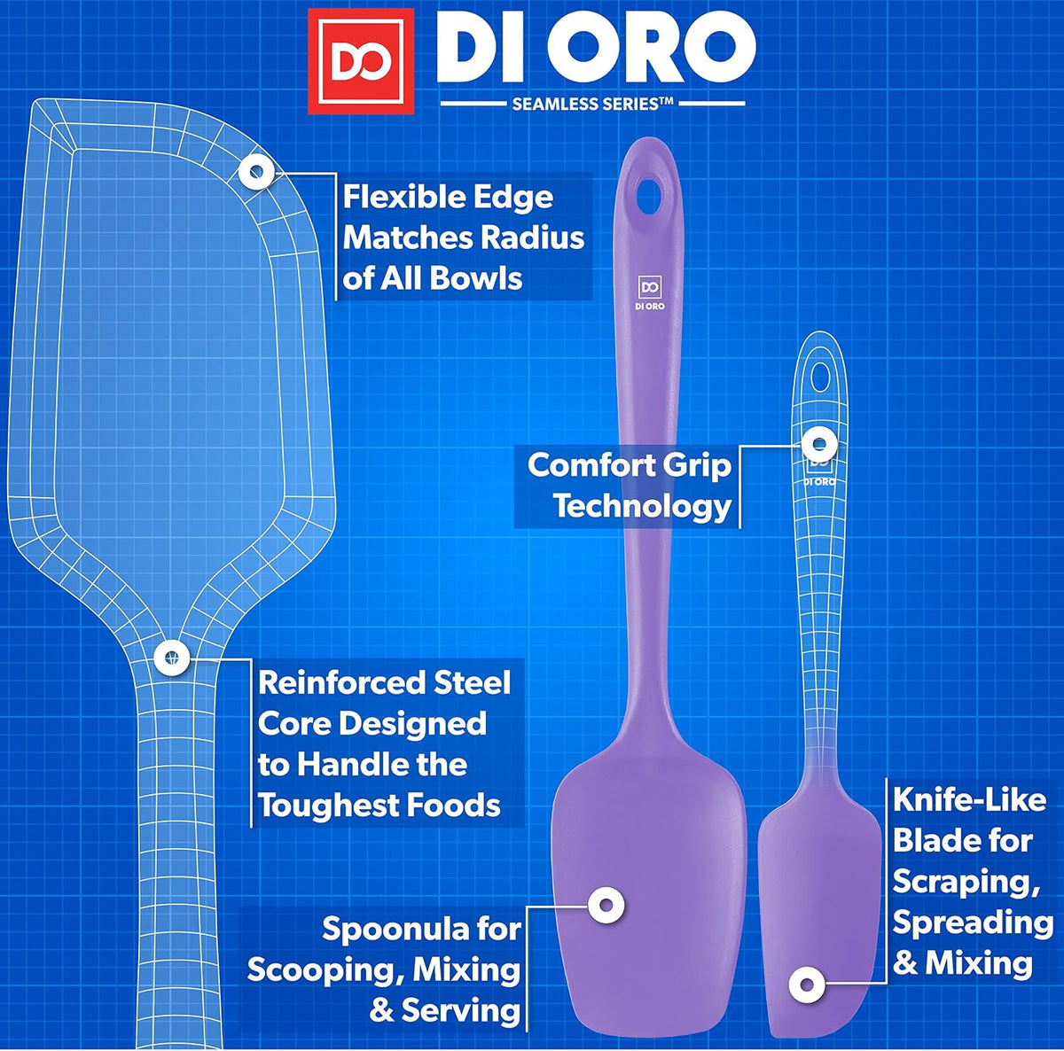 Silicone Spatula Set - 600F Heat Resistant, 3-Pc Black