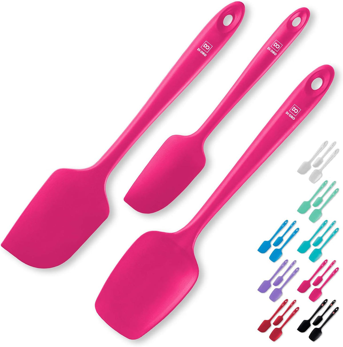 Silicone Spatula Set - 600F Heat Resistant, 3-Pc Black