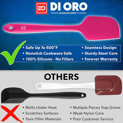 Silicone Spatula Set - 600F Heat Resistant, 3-Pc Black