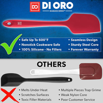 Silicone Spatula Set - 600F Heat Resistant, 3-Pc Black