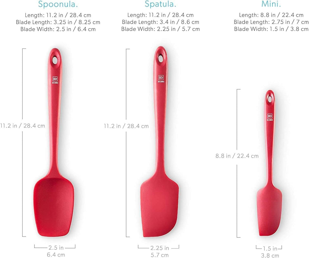 Silicone Spatula Set - 600F Heat Resistant, 3-Pc Black