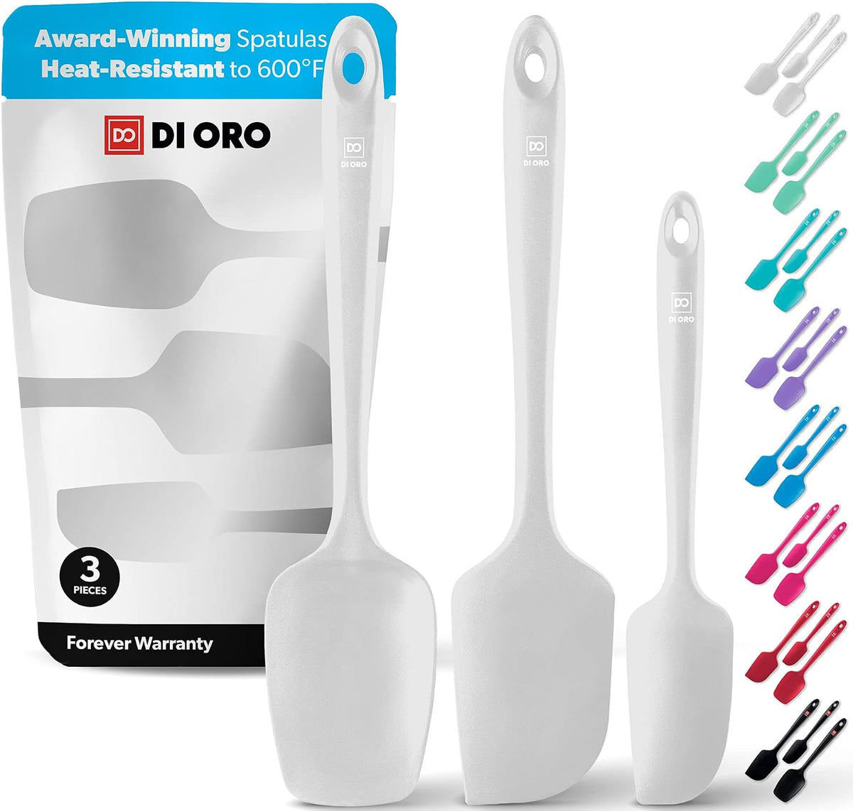 Silicone Spatula Set - 600F Heat Resistant, 3-Pc Black