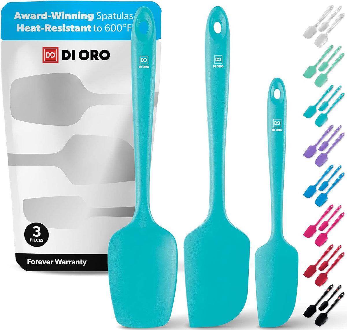 Silicone Spatula Set - 600F Heat Resistant, 3-Pc Black
