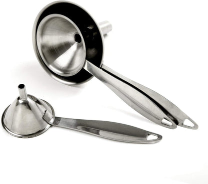 Stainless Steel Funnel Set with Handle, Gray