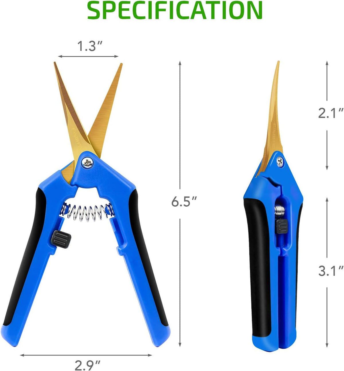 6.5 Inch Gardening Hand Pruner Pruning Shears Trimming Scissors with Straight Stainless Steel Blades for Bonsai, Herb, Bud, Hedge, Yellow