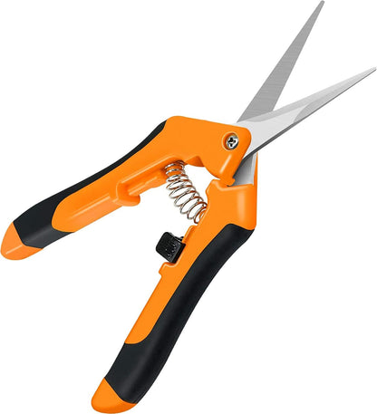 6.5 Inch Gardening Hand Pruner Pruning Shears Trimming Scissors with Straight Stainless Steel Blades for Bonsai, Herb, Bud, Hedge, Yellow