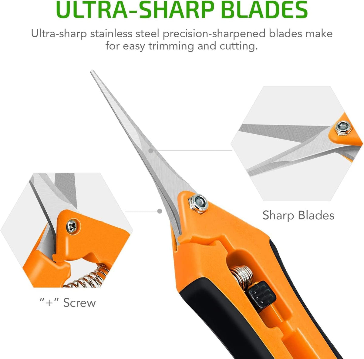 6.5 Inch Gardening Hand Pruner Pruning Shears Trimming Scissors with Straight Stainless Steel Blades for Bonsai, Herb, Bud, Hedge, Yellow