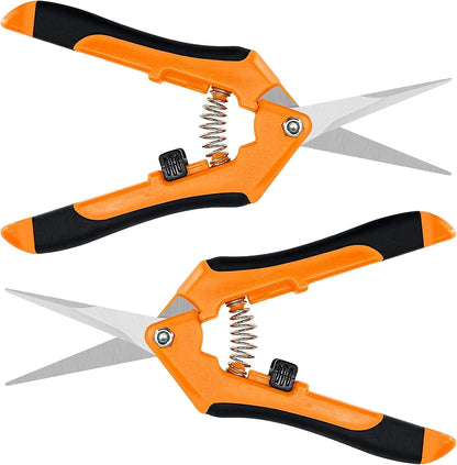 6.5 Inch Gardening Hand Pruner Pruning Shears Trimming Scissors with Straight Stainless Steel Blades for Bonsai, Herb, Bud, Hedge, Yellow