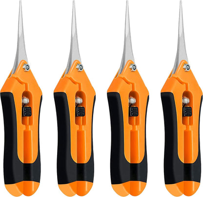 6.5 Inch Gardening Hand Pruner Pruning Shears Trimming Scissors with Straight Stainless Steel Blades for Bonsai, Herb, Bud, Hedge, Yellow