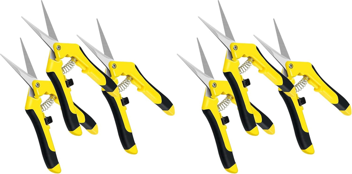 6.5 Inch Gardening Hand Pruner Pruning Shears Trimming Scissors with Straight Stainless Steel Blades for Bonsai, Herb, Bud, Hedge, Yellow