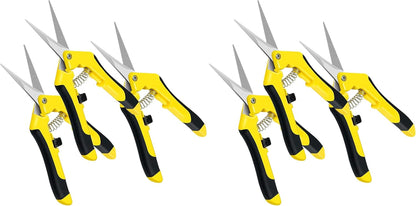 6.5 Inch Gardening Hand Pruner Pruning Shears Trimming Scissors with Straight Stainless Steel Blades for Bonsai, Herb, Bud, Hedge, Yellow