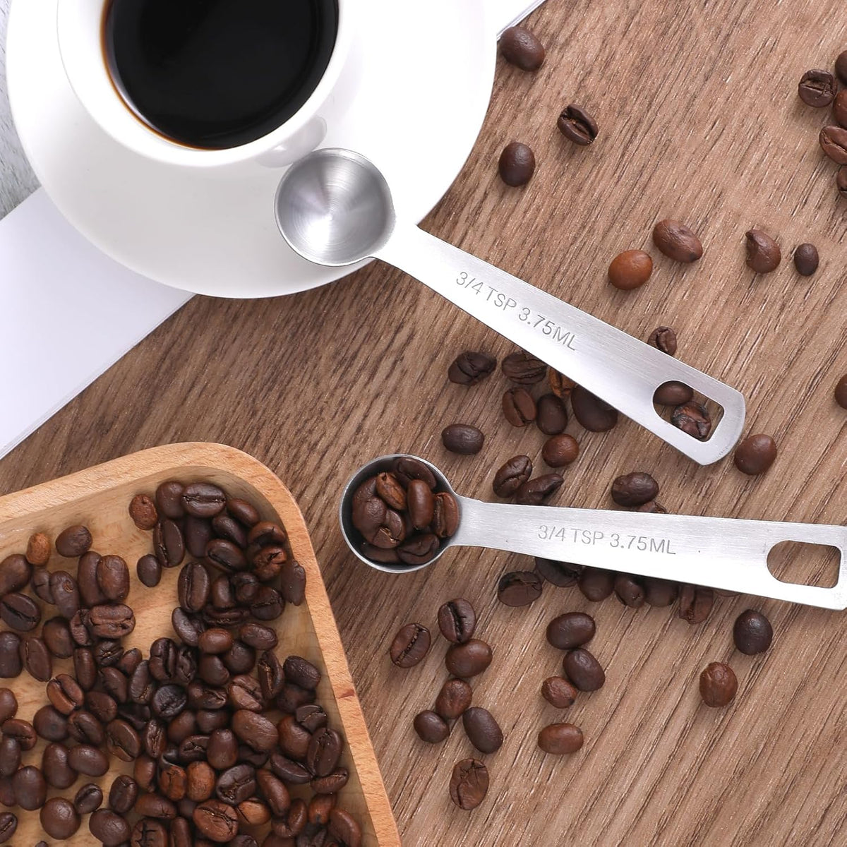 2 Pcs 3/4 Teaspoon Measuring Spoon (3.75ml | 1/4 tbsp| 1/8 oz) Stainless Steel Individual Measure Scoop Mini Metal Measuring Spoons Easy to Use and Easy to Wash for Cooking Baking Kitchen Gadgets