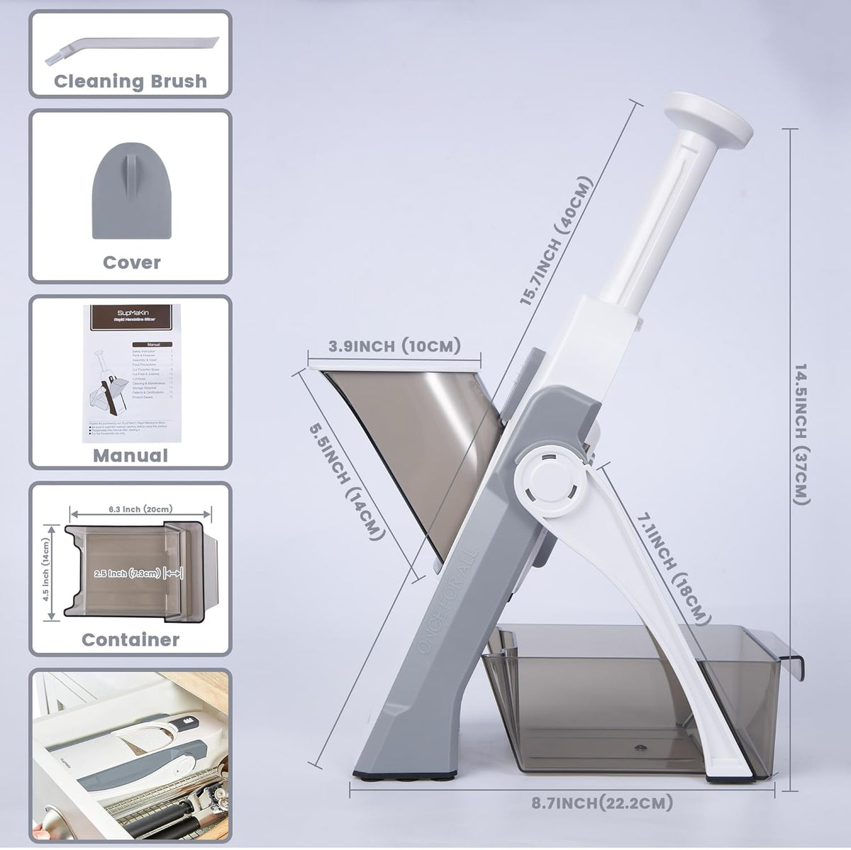 SupMaKin Safe Mandoline Slicer for Kitchen,Adjustable Potato Slicer 1-8 mm