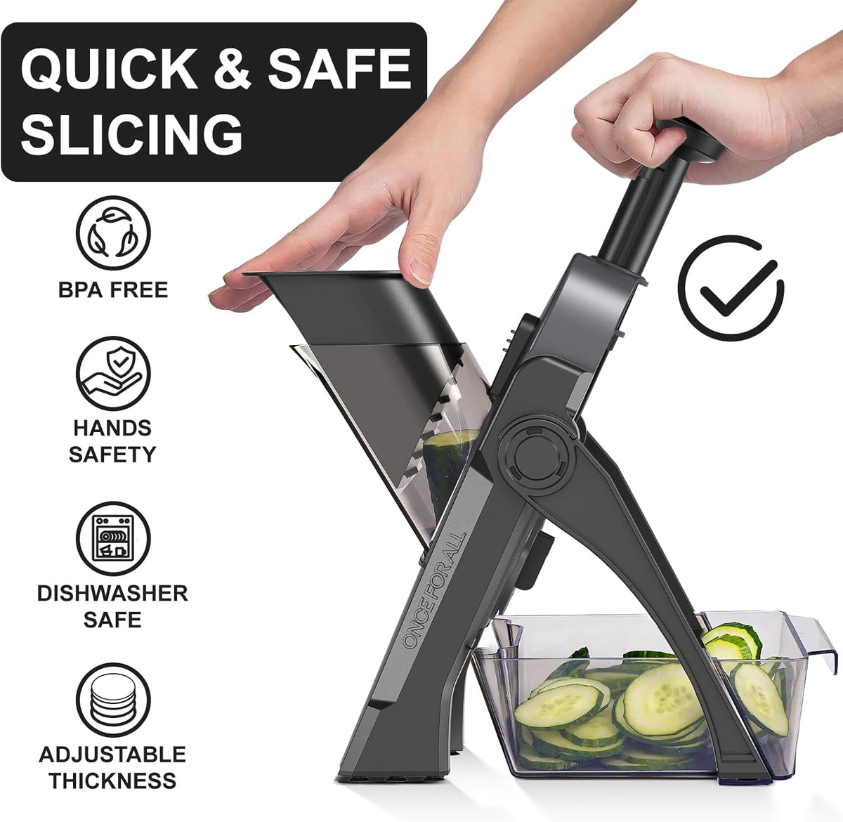 SupMaKin Safe Mandoline Slicer for Kitchen,Adjustable Potato Slicer 1-8 mm