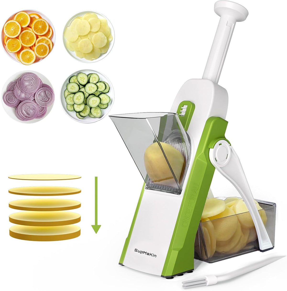 SupMaKin Safe Mandoline Slicer for Kitchen,Adjustable Potato Slicer 1-8 mm