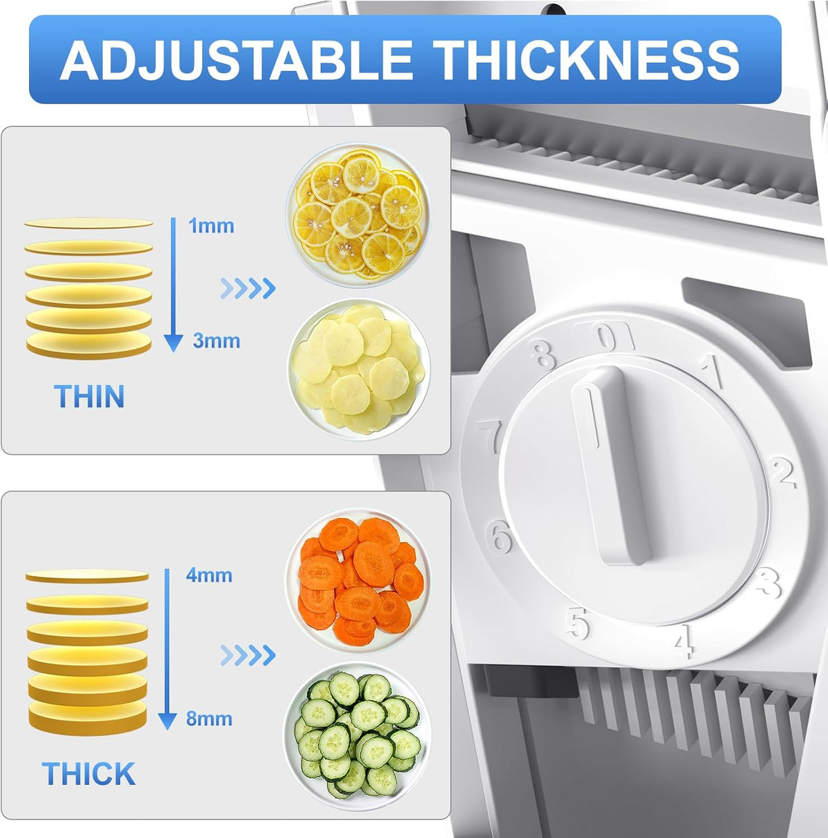 SupMaKin Safe Mandoline Slicer for Kitchen,Adjustable Potato Slicer 1-8 mm
