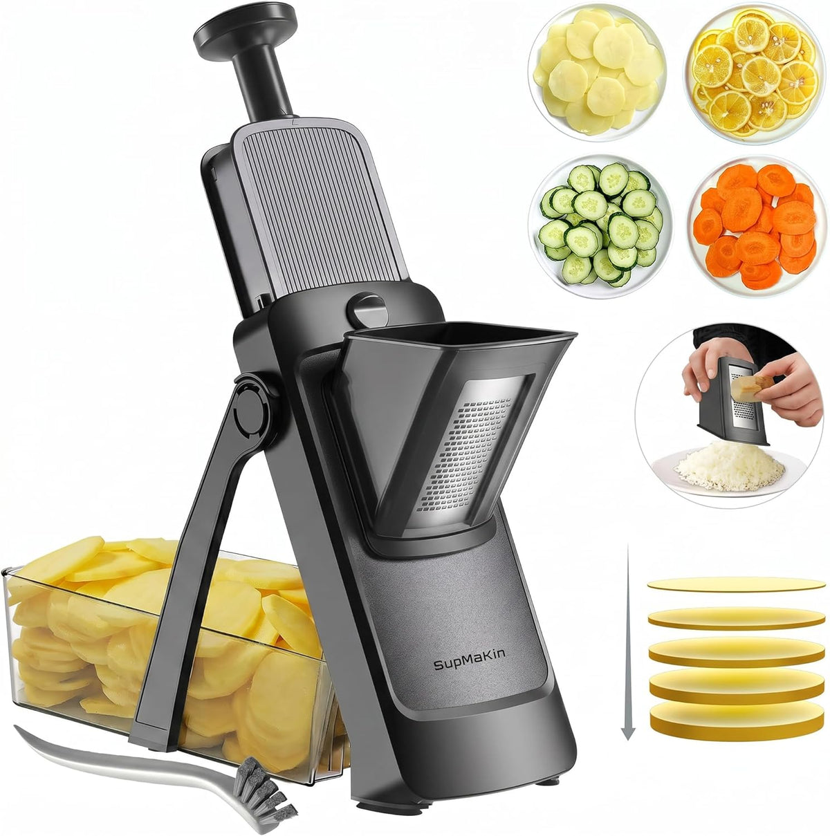 SupMaKin Safe Mandoline Slicer for Kitchen,Adjustable Potato Slicer 1-8 mm
