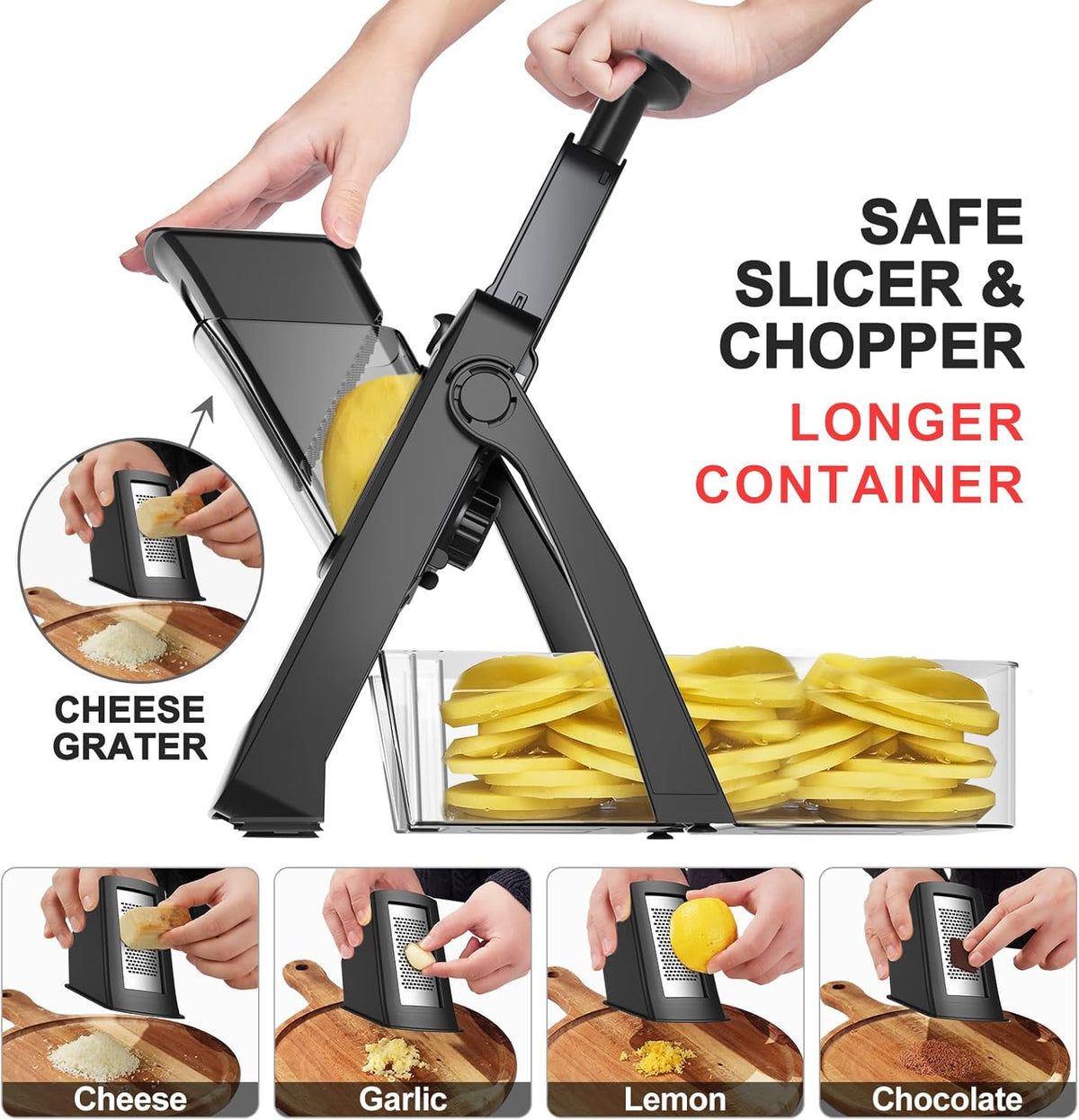 SupMaKin Safe Mandoline Slicer for Kitchen,Adjustable Potato Slicer 1-8 mm
