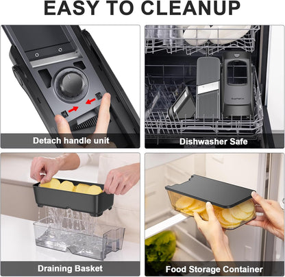 SupMaKin Safe Mandoline Slicer for Kitchen,Adjustable Potato Slicer 1-8 mm